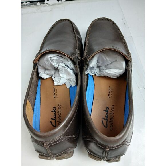 USED Clarks mens Markman Plain Driving Style Loafer,Dark Brown Leather-Size 10.5 - Picture 4 of 8